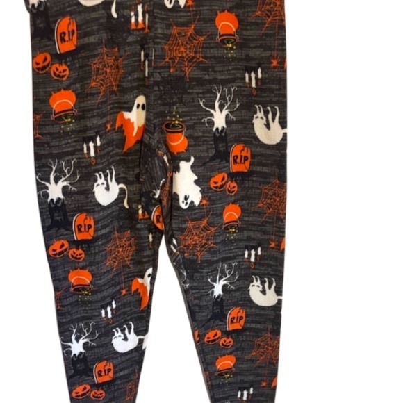 NWOT-Halloween Themed Leggings with Ghost and Pumpkin Print - Picture 5 of 8